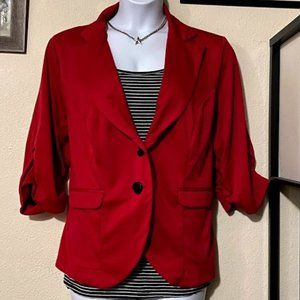 Torrid Red Peplum Back Ruched Sleeve Blazer